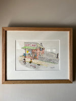 "Support Your Local" - Framed Original Watercolor Illustration