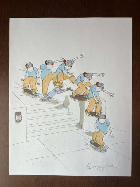 "Kickflip Noseslide Sequence" - Original 8.5x11" Drawing