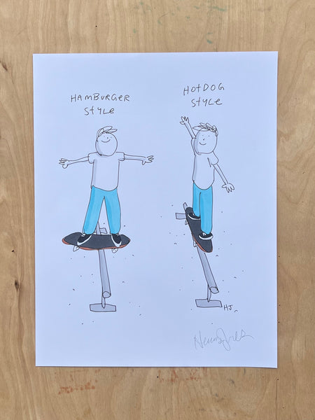 "Hamburger Hotdog Style" - Original 8.5x11" Drawing